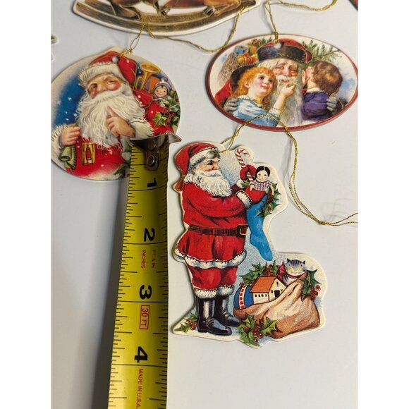 VTG Die-Cut Christmas Paper Ornaments Lot Santa Children Rocking Horse 3.5 Decor - Picture 5 of 5